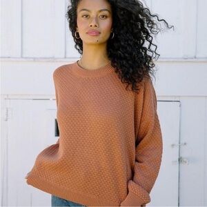 Tradlands Women's Textured Knit Sweater in Warm Orange Jude Pullover Small